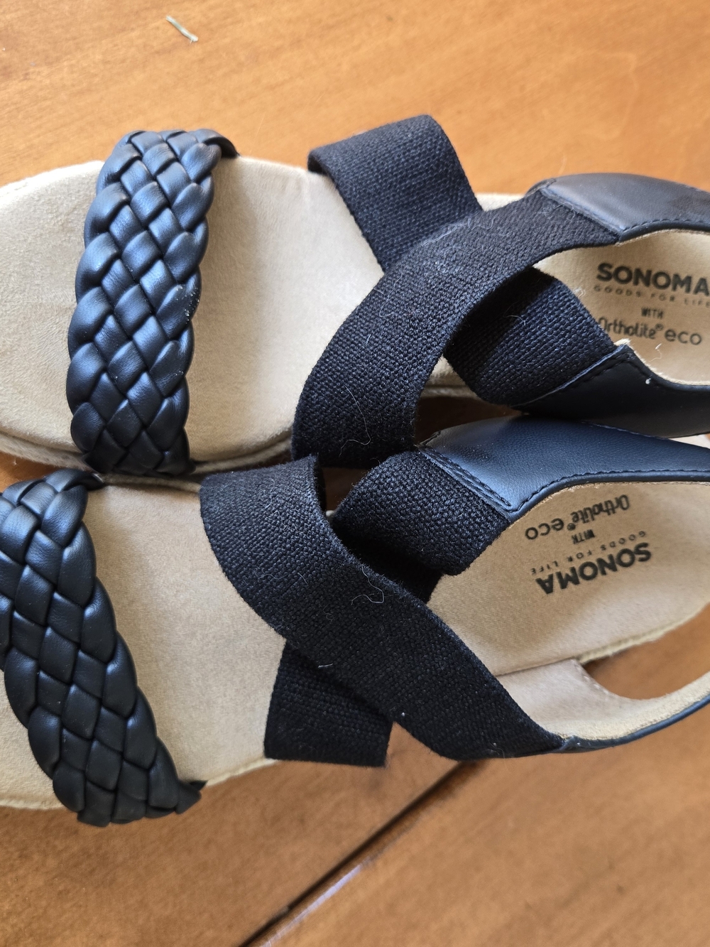 Sonoma Black Braided & Elastic Cross-Strap Sandals